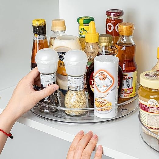 NISHIV NISHIV 3 Tier Round Storage Spice Rack Turntable Countertop Trays Organizer for Snacks Fruit Kitchen Cabinet Dressing Table Display Shelf Rotating Organization Storage Container Pack Of 1 - Image 4