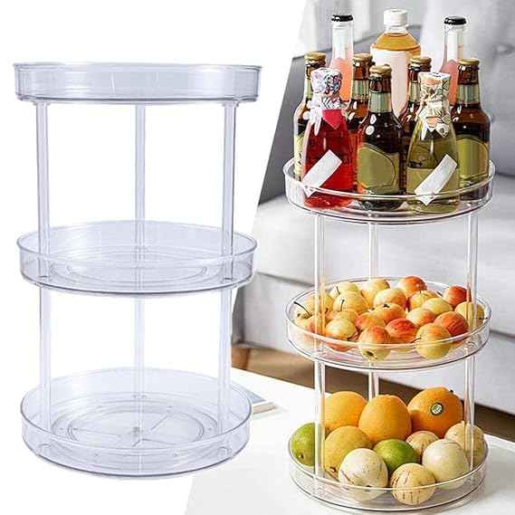 NISHIV NISHIV 3 Tier Round Storage Spice Rack Turntable Countertop Trays Organizer for Snacks Fruit Kitchen Cabinet Dressing Table Display Shelf Rotating Organization Storage Container Pack Of 1 - Image 2