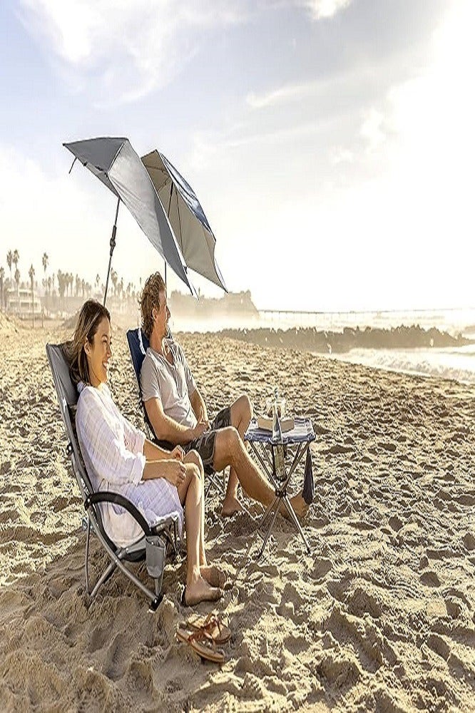 SKLZ Sport-Brella Reclining Beach Chair – Midnight Blue with UPF 50+ Umbrella Attachment - Image 3