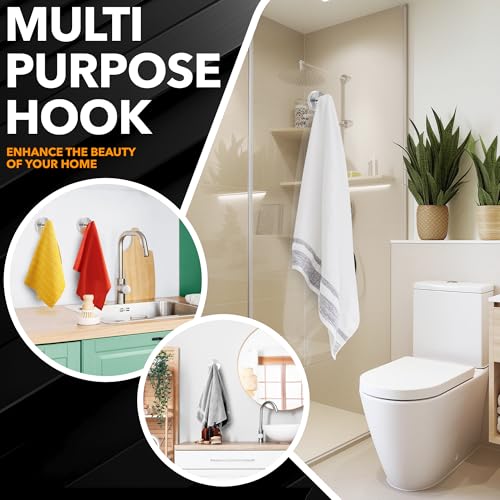 Besti Shower Suction Cup Hooks, Strong Suction Power, Towel Hooks for Shower Glass Door, Bathroom, Kitchen, Mirrors, Tiles, Holds up to 11 lbs, Ideal for Towels, Bath Robes, Coats (Stainless Steel) - Image 5