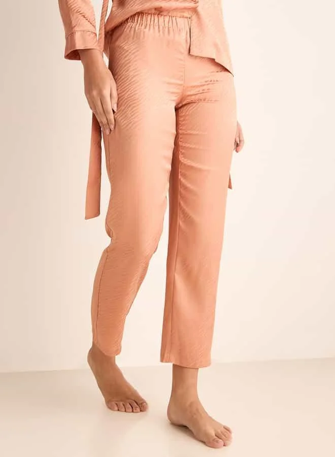 Splash FAV Textured Jacquard Satin Shirt with Belt and Pyjama Set