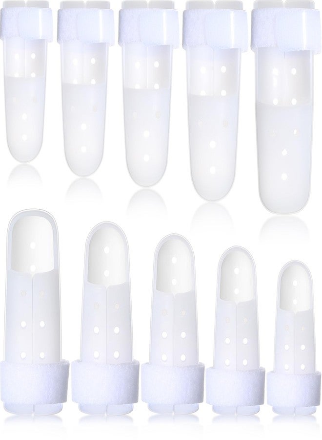 Pangda 10 Pieces Finger Splint Mallet Finger Support Splint Brace Plastic Support Protector for Adjustable Immobilizer for Basketball Joint Protection, 5 Sizes, White - Image 1