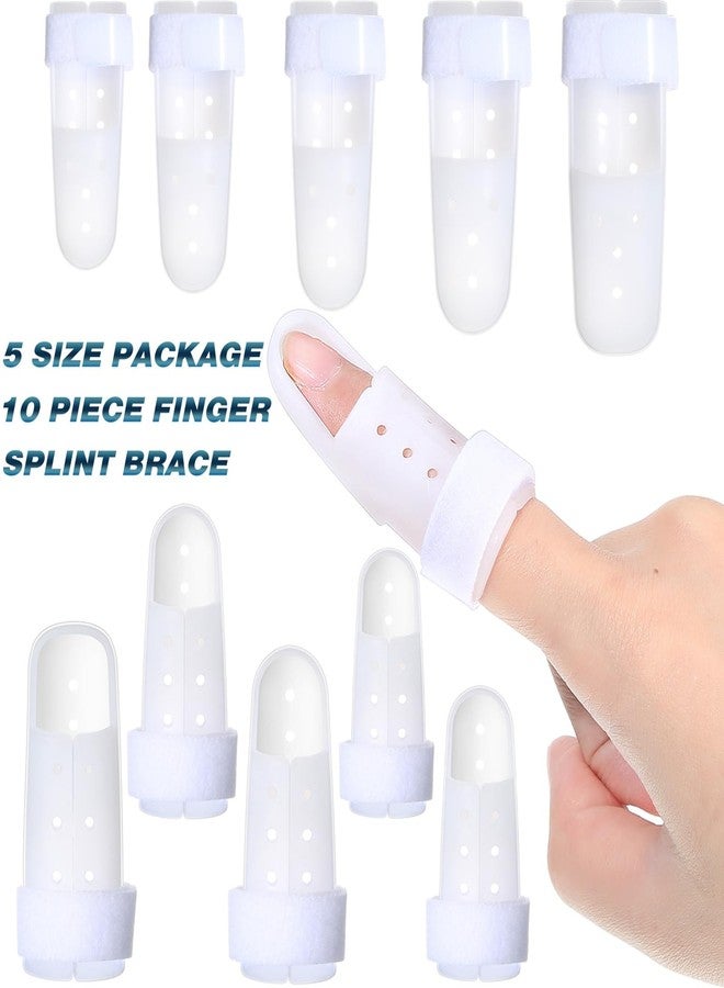 Pangda 10 Pieces Finger Splint Mallet Finger Support Splint Brace Plastic Support Protector for Adjustable Immobilizer for Basketball Joint Protection, 5 Sizes, White - Image 4