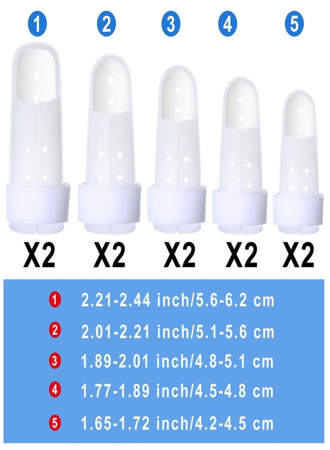 Pangda 10 Pieces Finger Splint Mallet Finger Support Splint Brace Plastic Support Protector for Adjustable Immobilizer for Basketball Joint Protection, 5 Sizes, White - Image 2