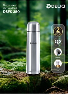 DELICI Thermosteel Vacuum Flask (DSFK 350), 18/8 Stainless Steel, Stainless Steel Bottle 350ml, Double Walled, 100% Food Grade, Inner Copper Wall, and 2-Year Warranty  - Image 2