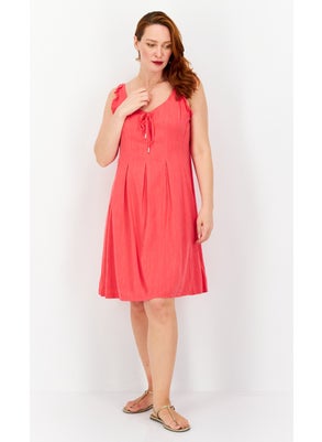 INC Women Tie Detail Fit Flare Dress, Sunset Berry  - Image 4