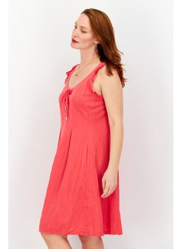 INC Women Tie Detail Fit Flare Dress, Sunset Berry  - Image 2