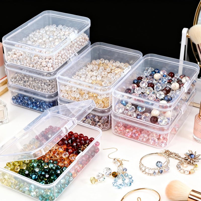 Thintinick 8 Pack Rectangular Clear Plastic Storage Containers Box with Hinged Lid for Beads and Other Small Craft Items (4.92 x 3.35 x 1.38 inch) - Image 3