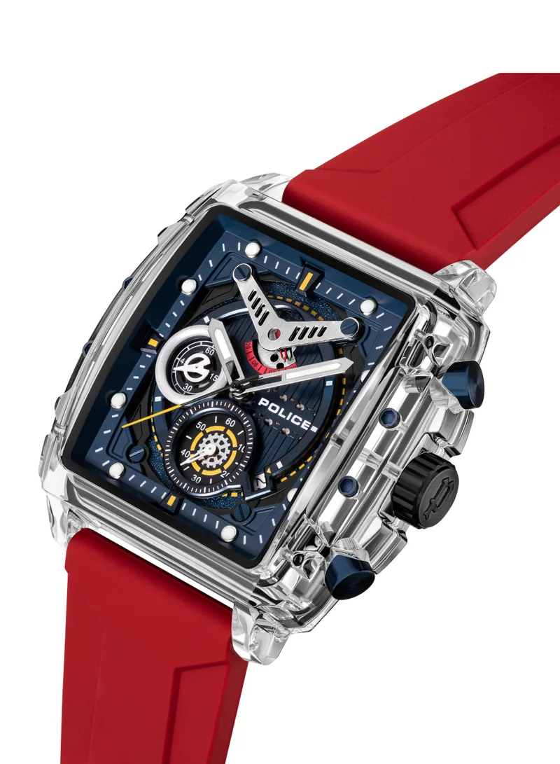 POLICE Clout 43mm Chronograph Watch Men's with Nylon Fiber Case & Black, Red, Yellow, White Silicone Straps