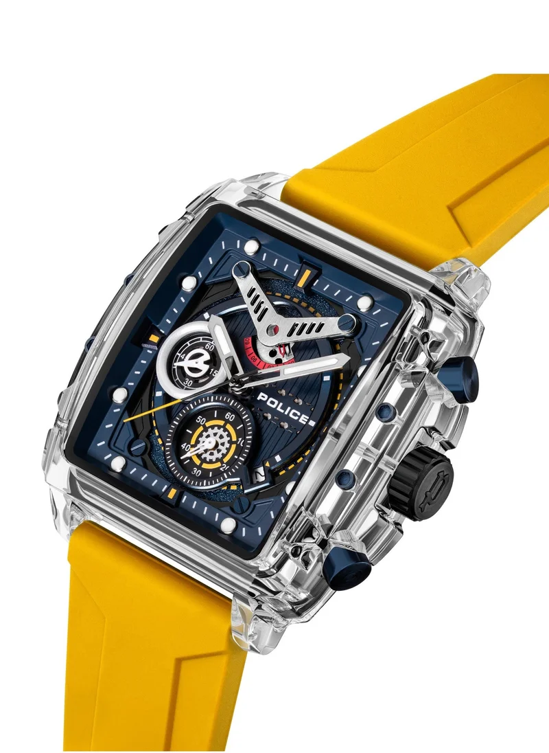 POLICE Clout 43mm Chronograph Watch Men's with Nylon Fiber Case & Black, Red, Yellow, White Silicone Straps