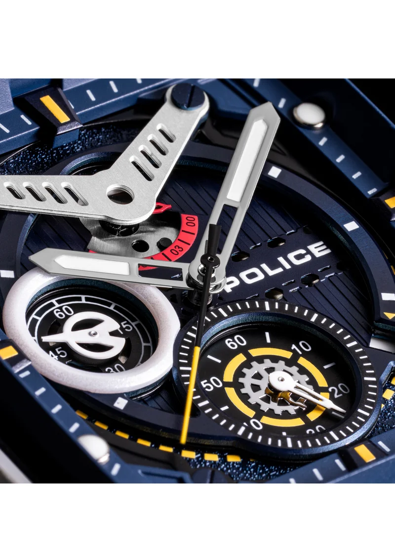 POLICE Clout 43mm Chronograph Watch Men's with Nylon Fiber Case & Black, Red, Yellow, White Silicone Straps