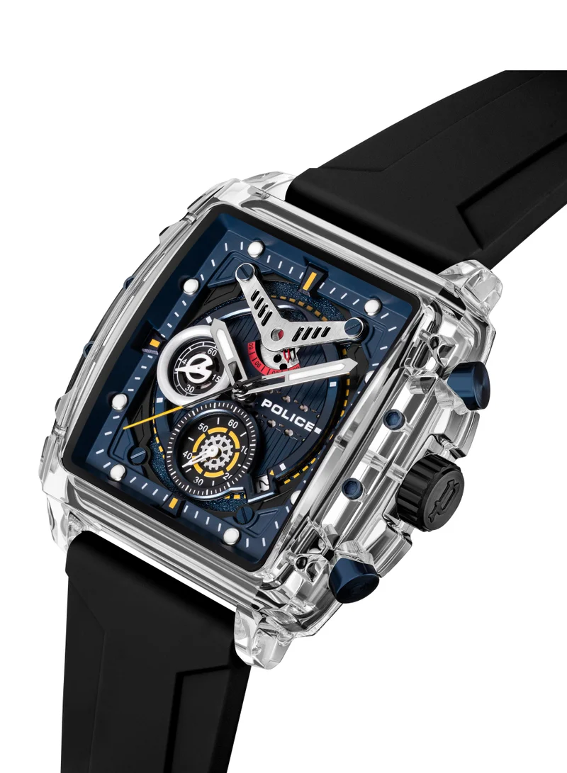 POLICE Clout 43mm Chronograph Watch Men's with Nylon Fiber Case & Black, Red, Yellow, White Silicone Straps