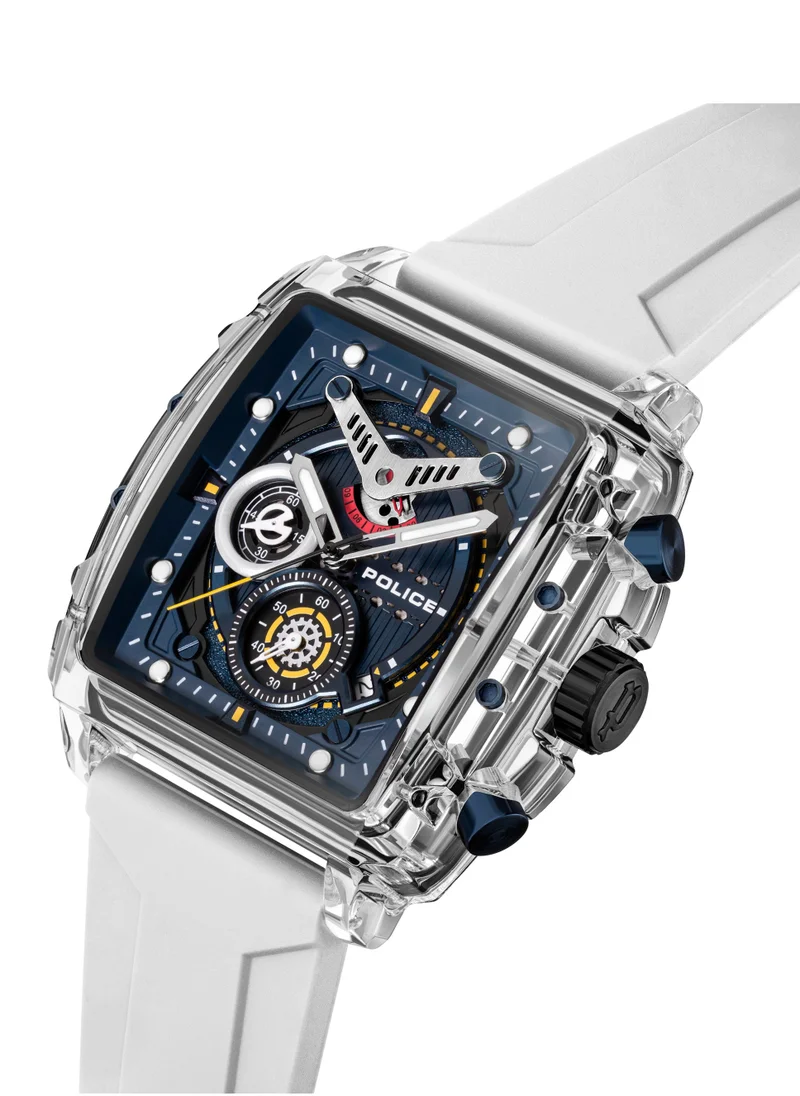 POLICE Clout 43mm Chronograph Watch Men's with Nylon Fiber Case & Black, Red, Yellow, White Silicone Straps