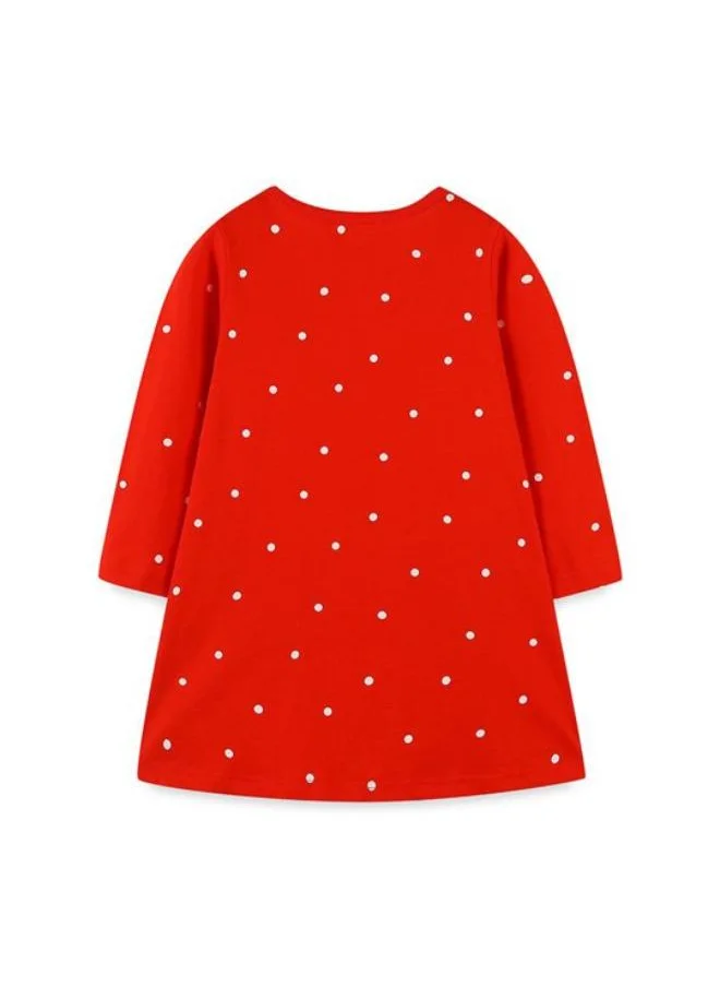 YUNIQEE Red A-Line Crew Neck Printed Dress