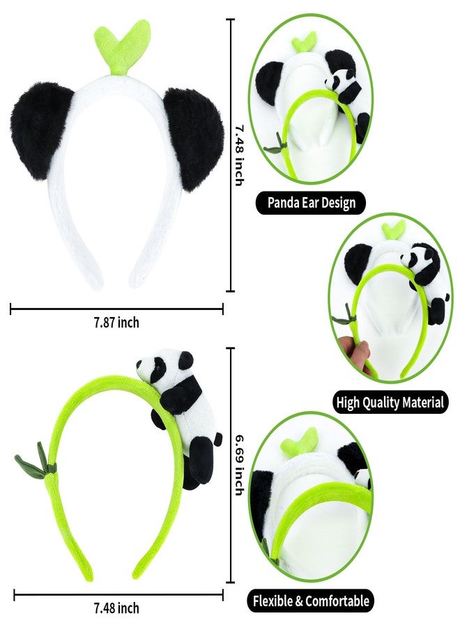 CURASA 2pcs Cute Headbands for Women Girls Panda Headband for Washing Face Animal Ears Headband for Kids Green Hairbands for Women's Hair Kawaii Plush Headband Spa Head Band Hair Accessories - Image 5