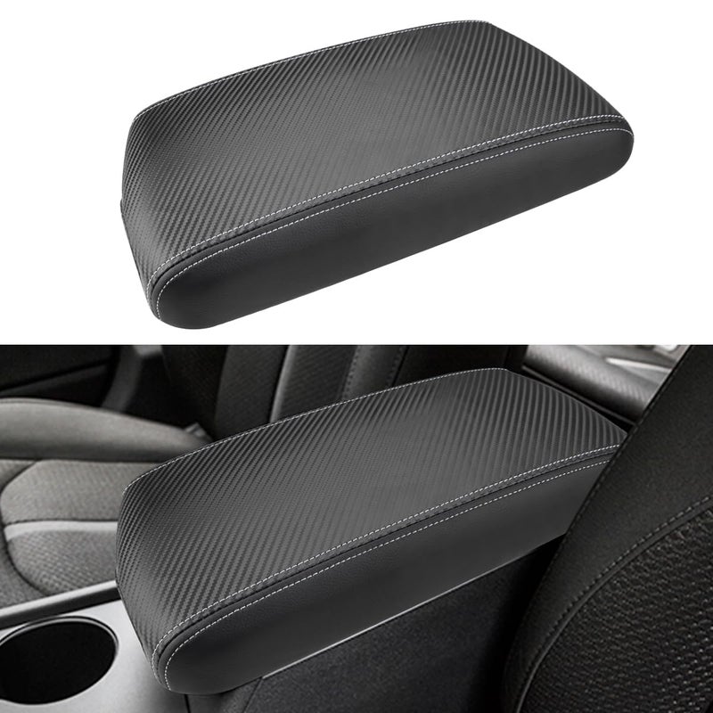 INTGET Car Center Console Armrest Cover for Kia Optima Accessories 2016 2017 2018 2019 2020 Leather Middle Console Arm Rest Box Lid Seat Cover Protector Cushion Saver Carbon Fiber Texture