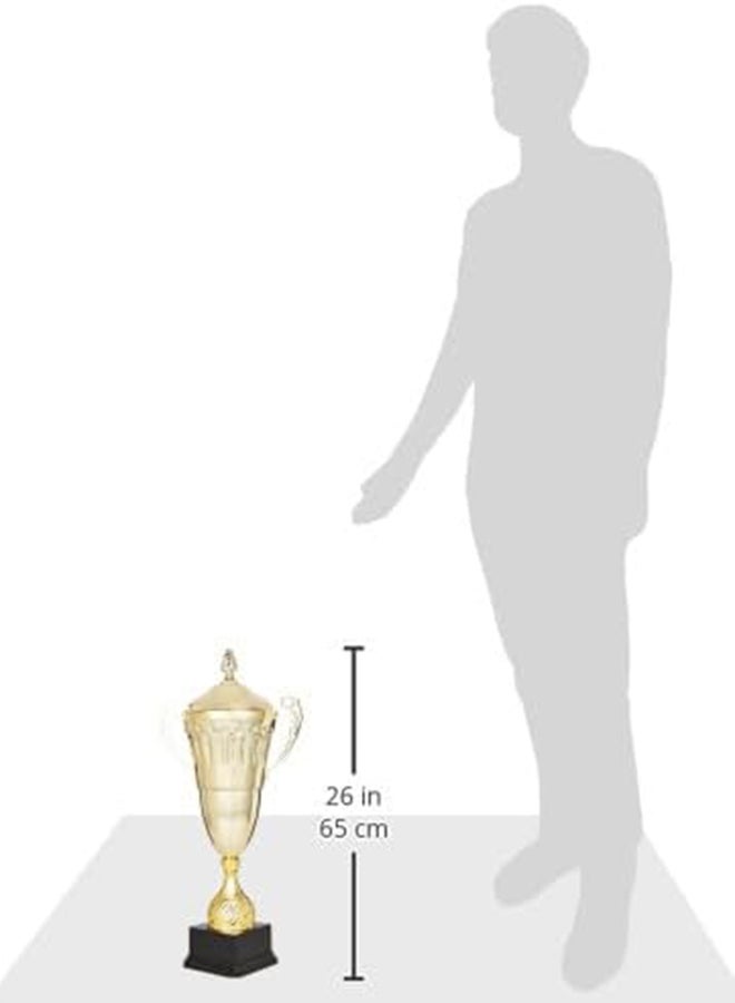 Charly 90111D Full White and Plain Glass Coppa Sportiva Trophy, Gold - Image 4