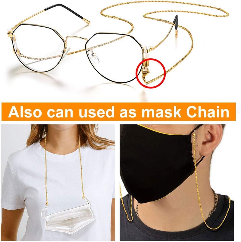 ChainsPro Glasses Chain, Eyeglass Strap For Women Sunglasses - Gold Plated/Stainless Steel/Black Eyeglasses Chain - Image 2
