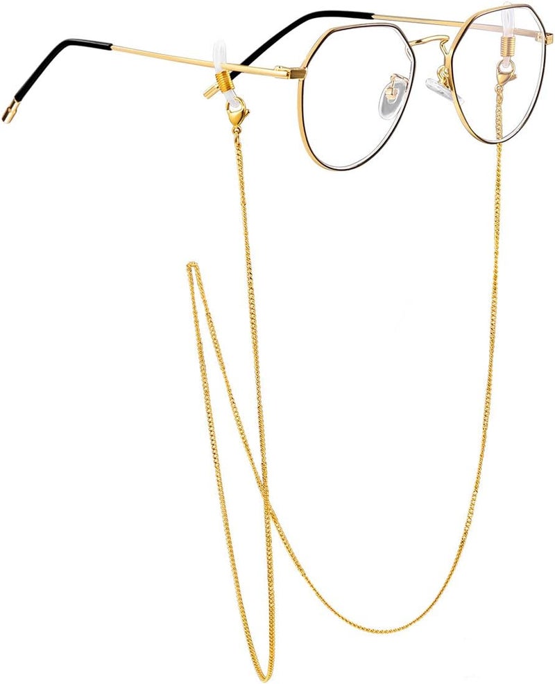 ChainsPro Glasses Chain, Eyeglass Strap For Women Sunglasses - Gold Plated/Stainless Steel/Black Eyeglasses Chain - Image 1