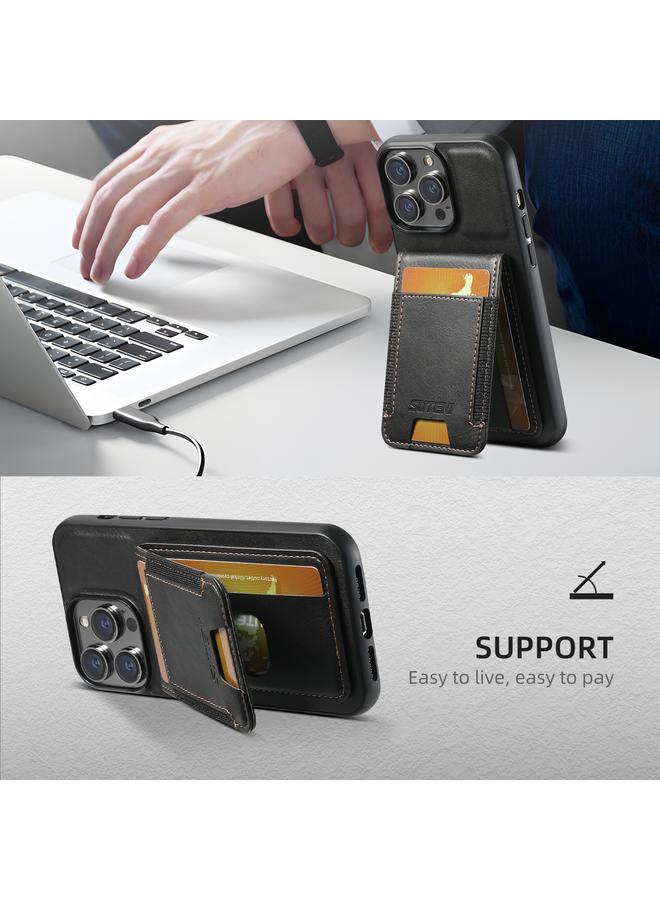 Suteni Case For iPhone 16 Pro Max H03 Oil Wax Leather Wallet Stand Back Phone Case - Image 4