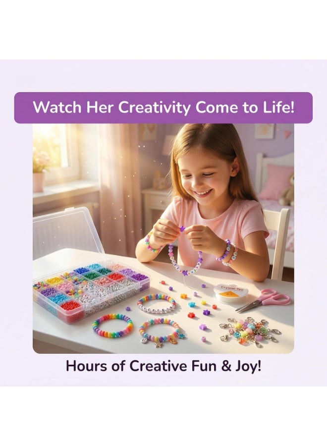 ARGT Bracelet Making Kit for Girls – Bead Jewelry Craft Set with Letter Beads, Charms & Organizer Box, Kids DIY Friendship Bracelet Gift Ages 5-12 - Image 3