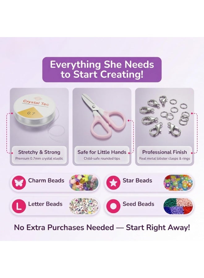 ARGT Bracelet Making Kit for Girls – Bead Jewelry Craft Set with Letter Beads, Charms & Organizer Box, Kids DIY Friendship Bracelet Gift Ages 5-12 - Image 2
