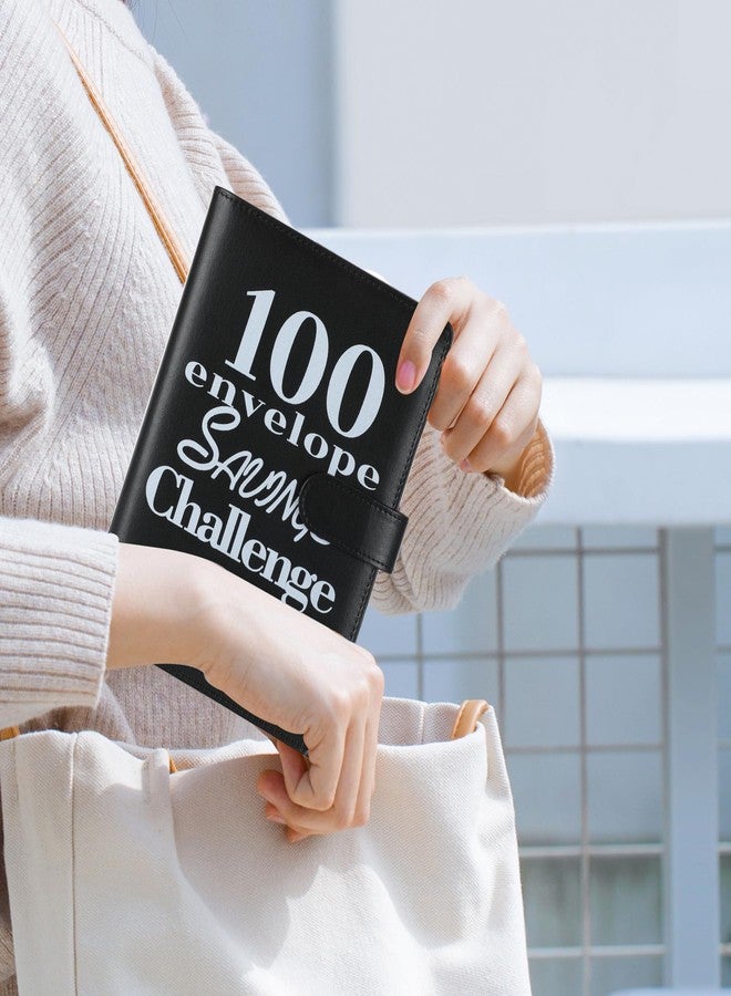 NICOOTH 100 Envelopes Money Saving Challenge Money Saving Binder 100 Envelope Challenge Binder Savings Binder Envelope A5 Savings Challenge Book (A5 Full Black) - Image 4