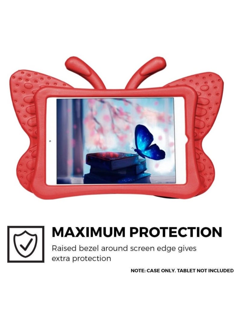 ELTRAZONE حافظة آيباد ميني للأطفال، أجنحة فراشة لطيفة تعمل كحامل خفيفة الوزن مقاومة للأطفال مصنوعة من فوم EVA المتين لحماية جهاز التابلت لآبل آيباد ميني 1/2/3/4 - أحمر - Image 1