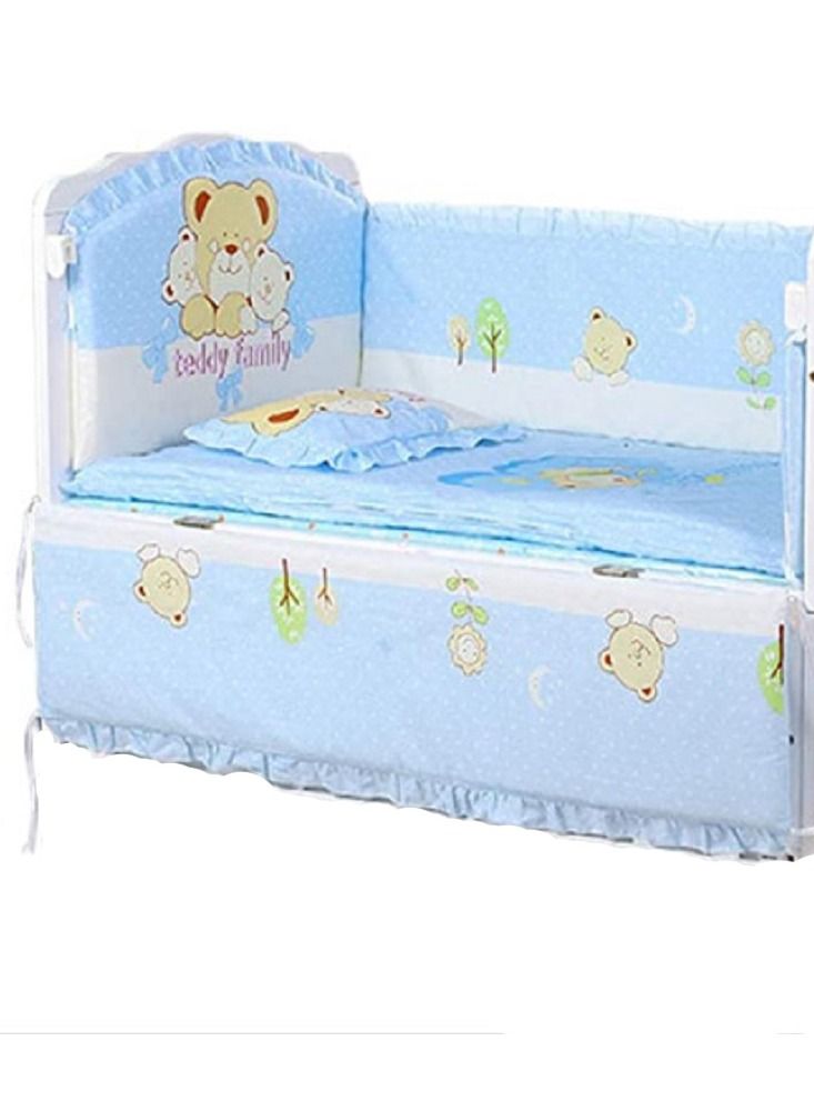 6Pcs Set Cartoon Bear Crib Bumper For Newborn Pure Cotton Bed Protector, Easy To Remove And Washable  - Image 1