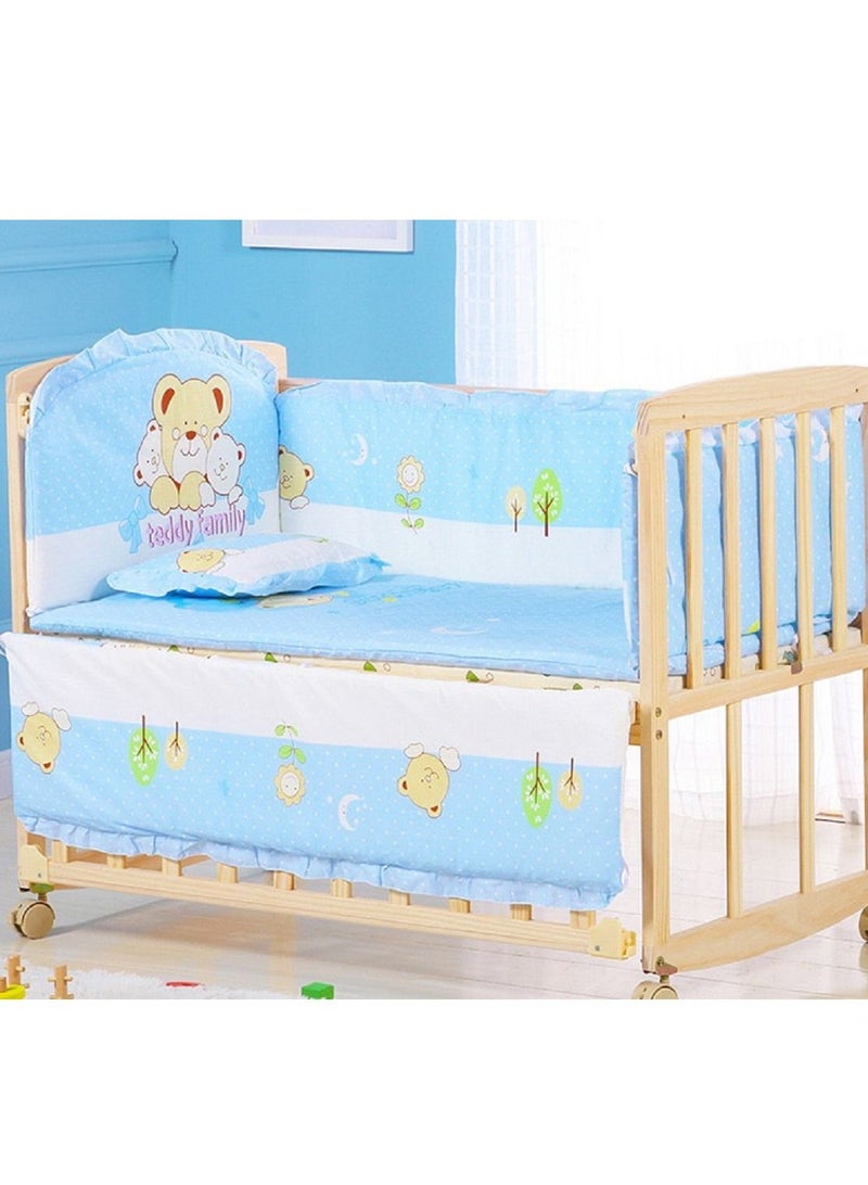 6Pcs Set Cartoon Bear Crib Bumper For Newborn Pure Cotton Bed Protector, Easy To Remove And Washable  - Image 4