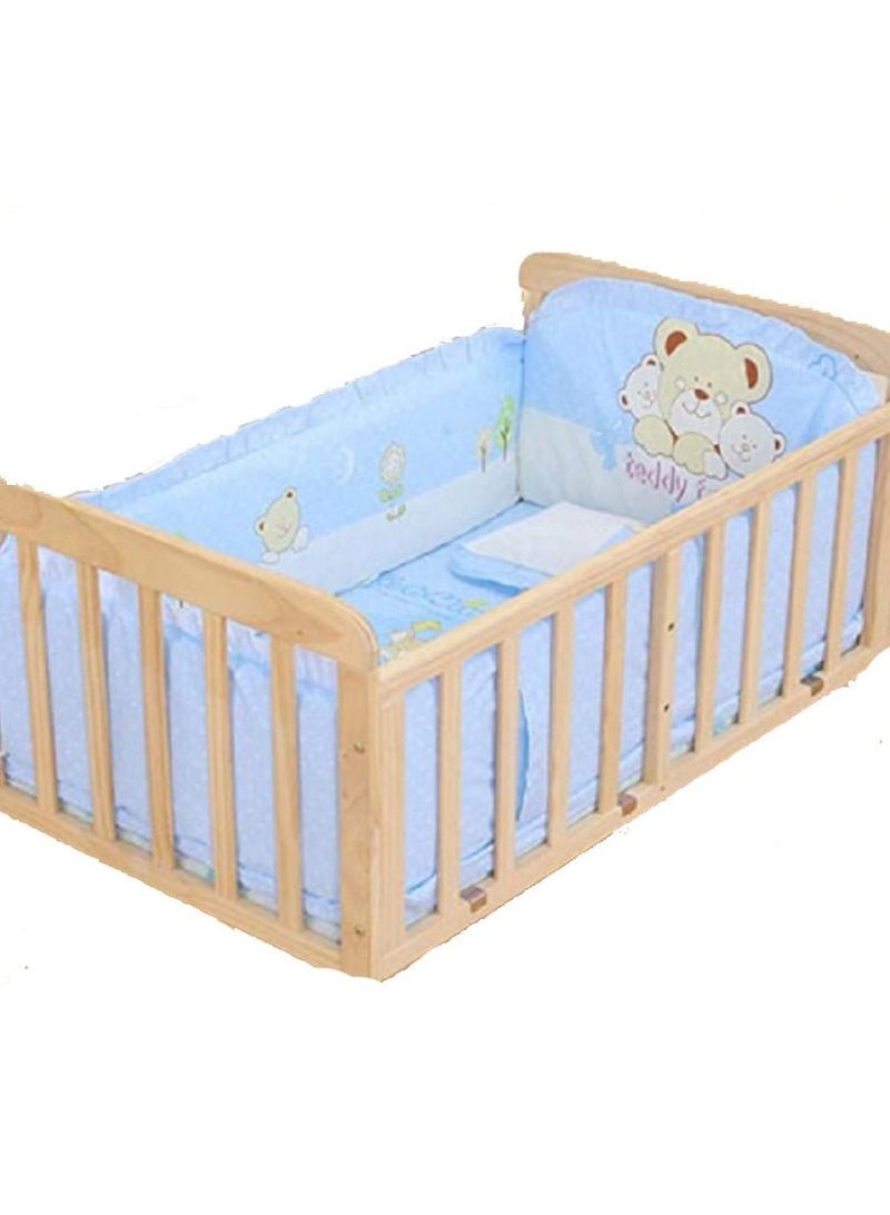 6Pcs Set Cartoon Bear Crib Bumper For Newborn Pure Cotton Bed Protector, Easy To Remove And Washable  - Image 2