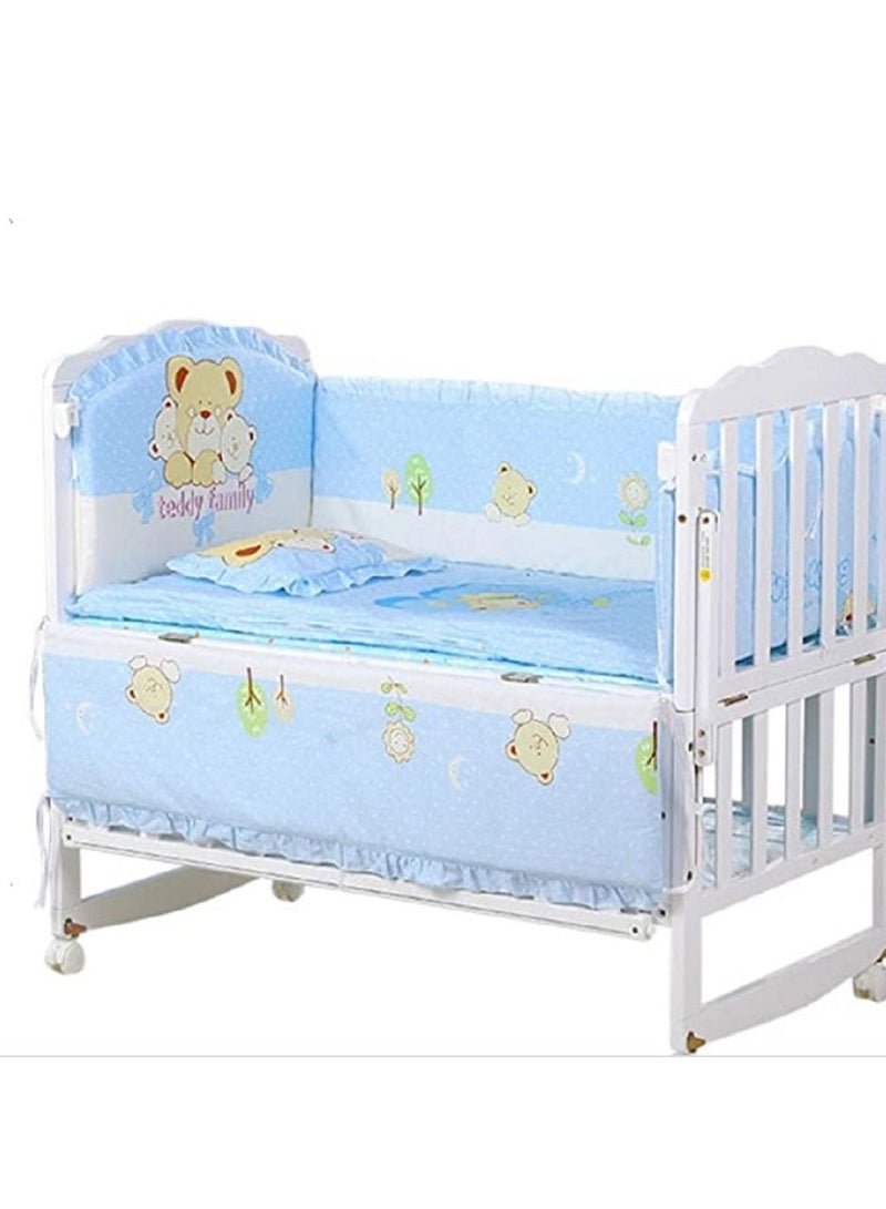 6Pcs Set Cartoon Bear Crib Bumper For Newborn Pure Cotton Bed Protector, Easy To Remove And Washable  - Image 3