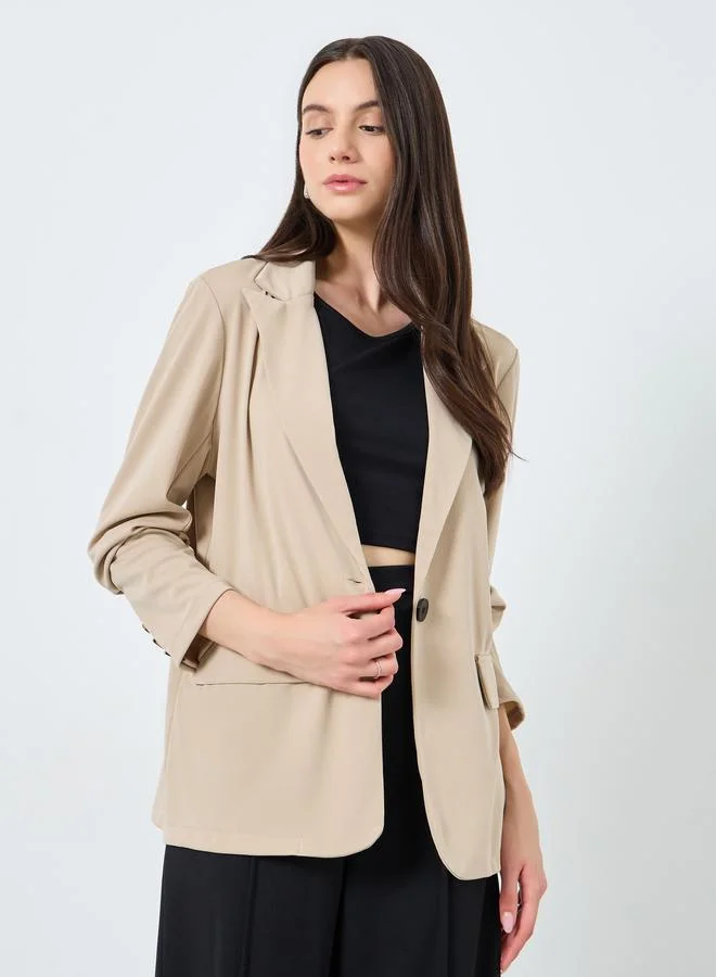 Take Two Take Two Solid Casual Blazer with Single Button