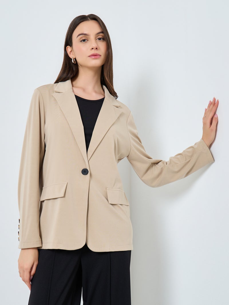 Take Two Solid Casual Blazer with Single Button - Image 3