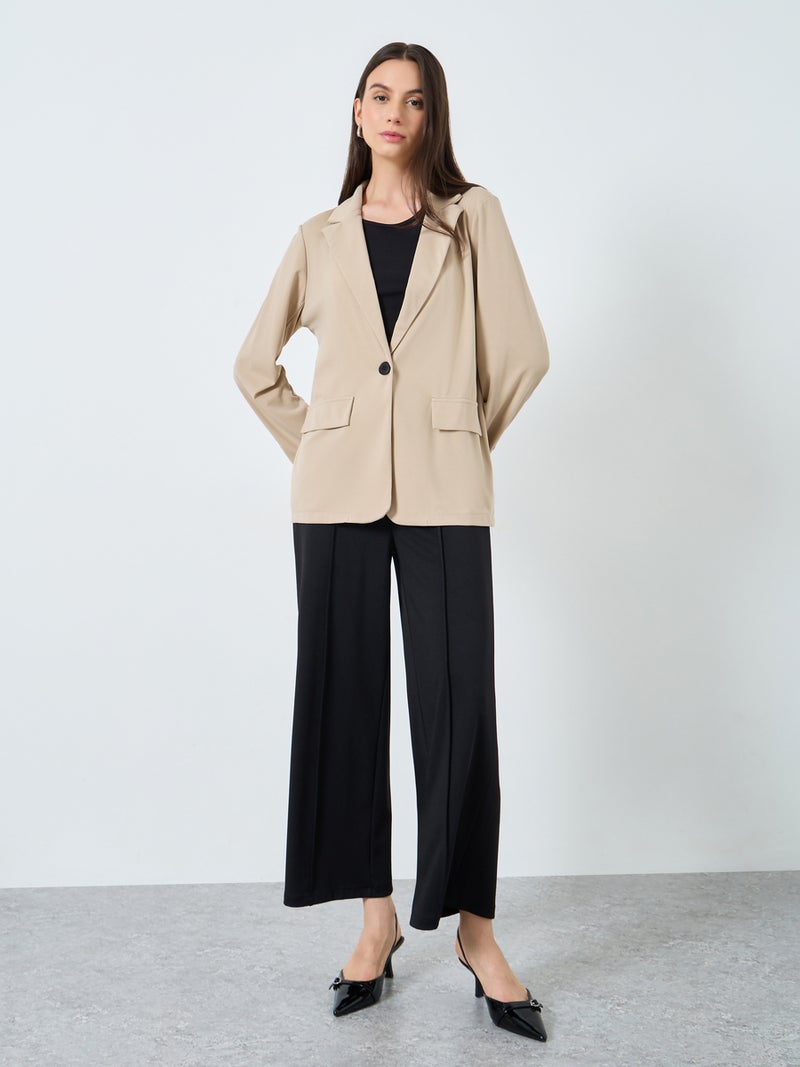 Take Two Solid Casual Blazer with Single Button - Image 2