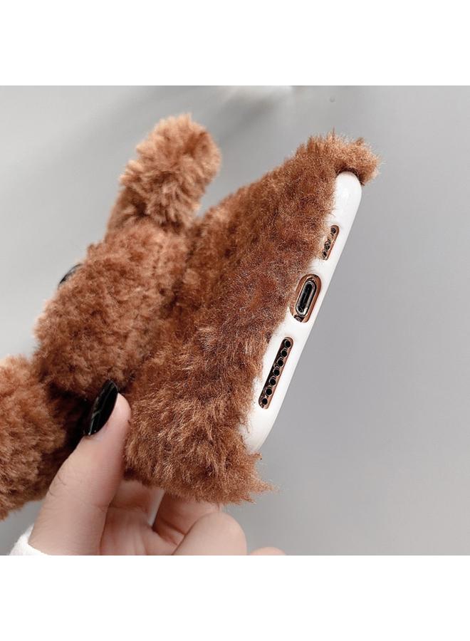 اس-توب جراب لهاتف iPhone 16 Pro Max، جراب هاتف من مادة TPU المخملية على شكل كلب تيدي - Image 5