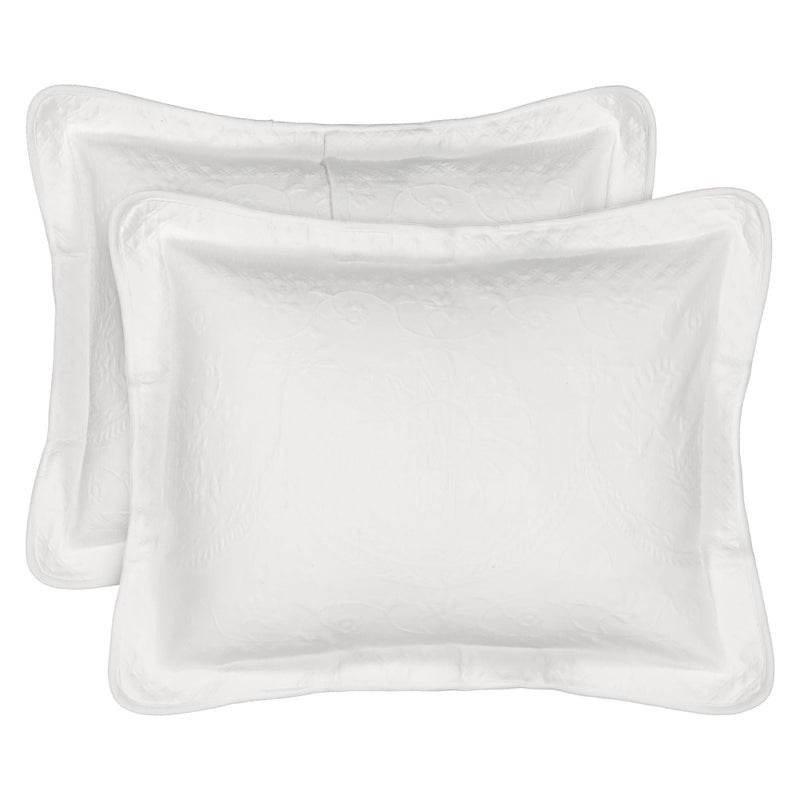 HISTORIC CHARLESTON King Charles Modern Farmhouse Floral Matelasse Decorative Pillowcase, 100% Cotton Breathable Bedding, Standard Sham (20" x 26"), White - Image 2