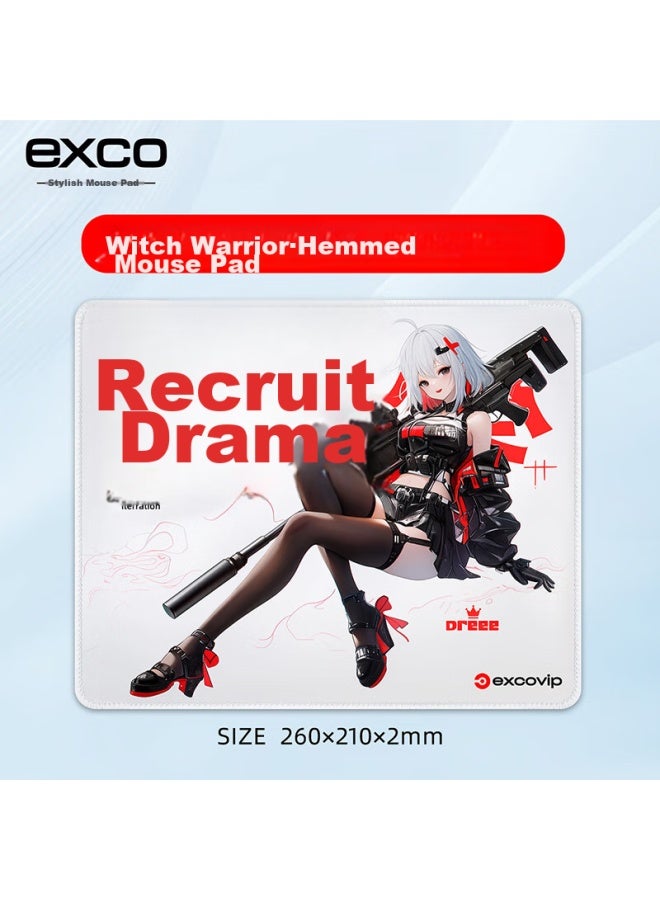 Exco, Witch Warrior Mouse Pad, Small Size, For Computer Office, E-sports Gaming, Cartoon Anime, Precision Edge-locked Keyboard Pad, Non-slip, 0261 - Image 1