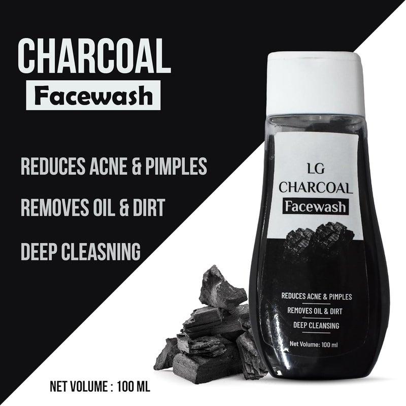 Charcoal Facewash for Reduces Acne Pimples Removes Oil Dirt Deep Cleansing 100 ML Pack of 5 - Image 3