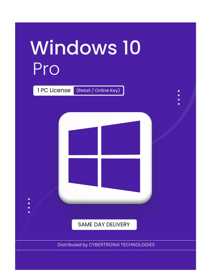 Windows Microsoft Windows 10 Pro | 1 PC License (Retail / Online Key) | Digital License | SAME DAY DELIVERY