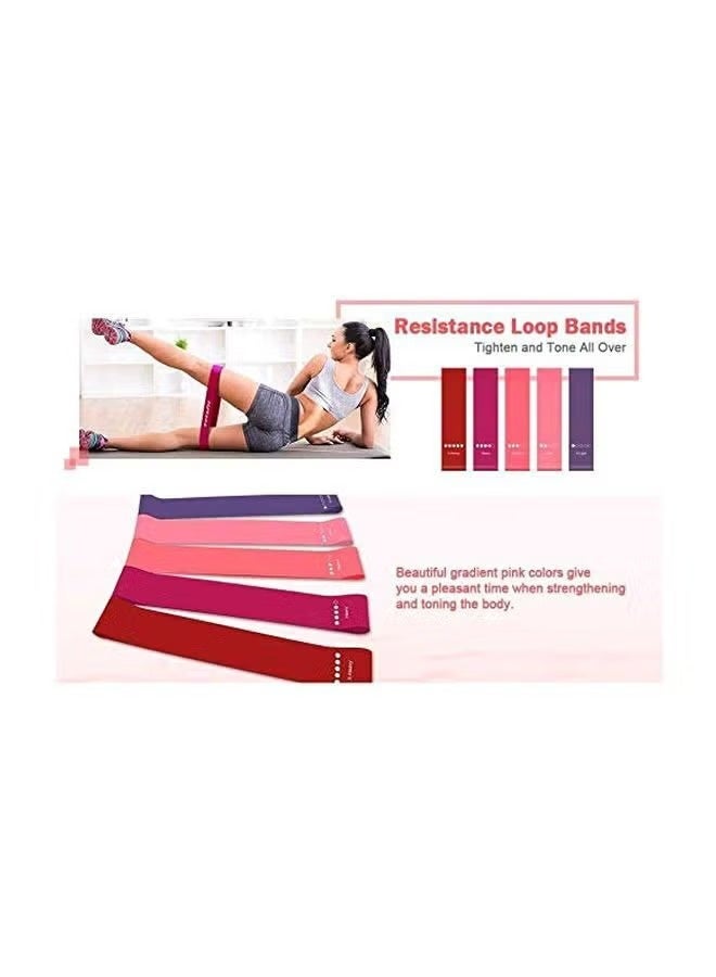 JOGAMS 5Pcs Resistance Loop Exercise Bands with Carry Bag Set 12x2 Inch - Image 3