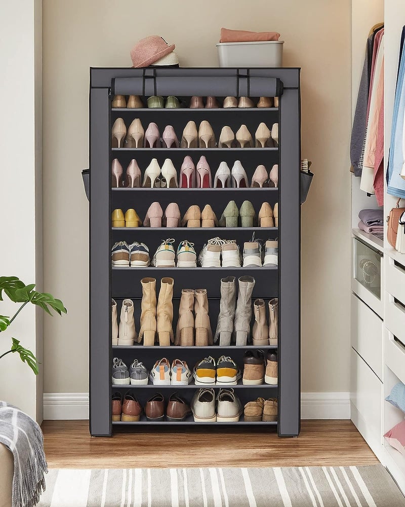 DEMARK Portable Shoe Rack Stand for Home Multipurpose Storage Organizer Lightweight with Iron Pipes Dust Proof Cover ShoeRack9Layer Grey - Image 2
