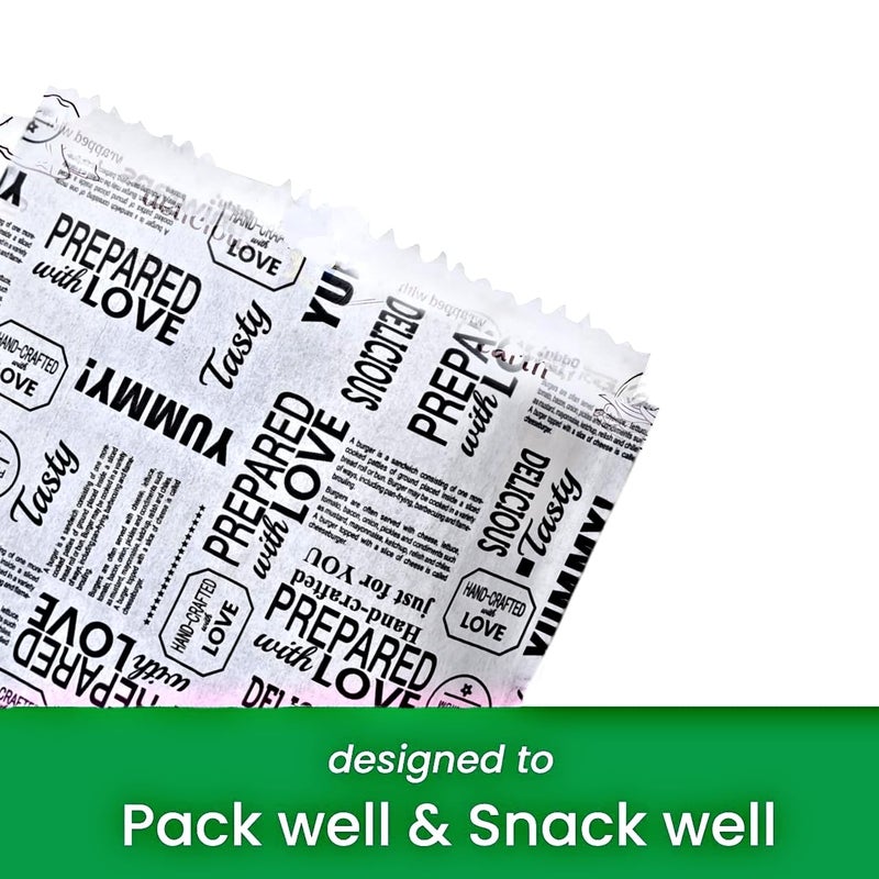 Inditradition Multipurpose Food Wrapping Paper Envelopes, Snack Bags | Pack of 100, White with News Print (Medium, 5.5x12") - Image 4