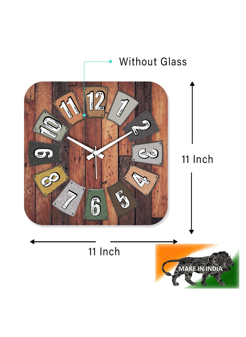 Rockford Rockford Wooden Square Designer Wall Clock without Glass (11X11 Inches)  - Image 3