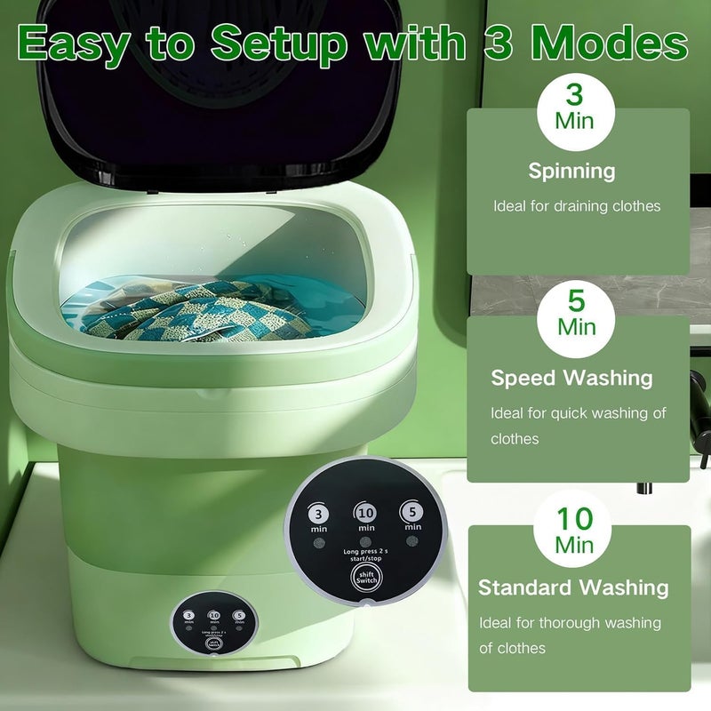 TMOHRA Portable Washing Machine, 15L Mini Collapsible Washer with 3 Cleaning Modes for Baby Clothes, Underwear, Small Foldable Laundry for Travel Apartment Home Dorm Hotel Camping - Image 4