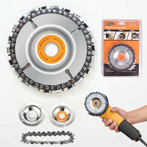 Sunkizzrs® 22-Teeth 100mm Wood Carving Chain Circular Saw Disc for 4'' Angle Grinder —Chainsaw Grinding Wheel Chain Blade Circular Saw —Depressed Centre Grinder Saw Disc for Woodworking - Image 1