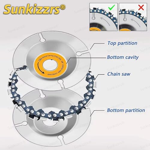 Sunkizzrs® 22-Teeth 100mm Wood Carving Chain Circular Saw Disc for 4'' Angle Grinder —Chainsaw Grinding Wheel Chain Blade Circular Saw —Depressed Centre Grinder Saw Disc for Woodworking - Image 3