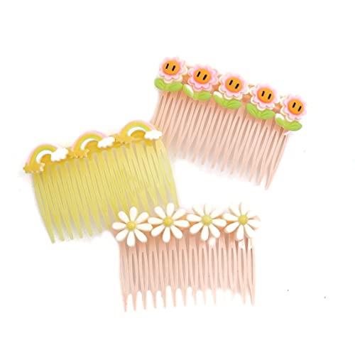 Yellow Bee Set of 3 Comb Pins for Girls, Pink & Yellow, 2-7 Years - Image 1