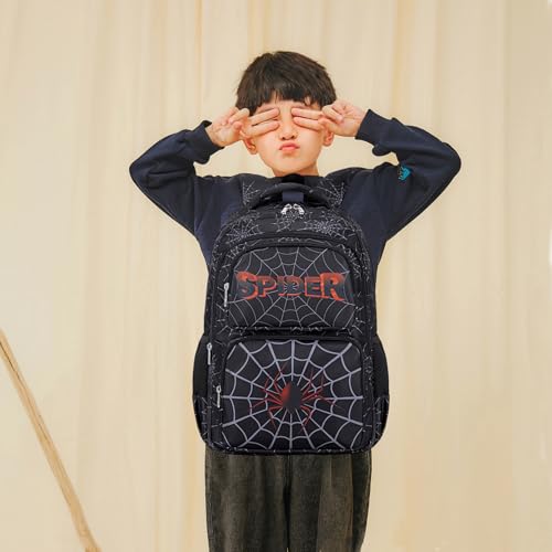 JIANYA Kids Backpack for School Cool Boys School Bag Spider Bookbag for Elementary Kids Children - Image 3