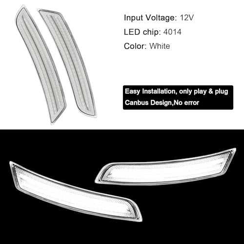 ROCCS LED White Camaro Side Marker Lights Fit for 2016-2024 Chevy Camaro ZL1/1LE/SS/RS/LS/LT, 2014-up Cadillac CTS, 2015-up Cadillac ATS Front Rear Bumper Fender Light,Clear Lens - Image 3